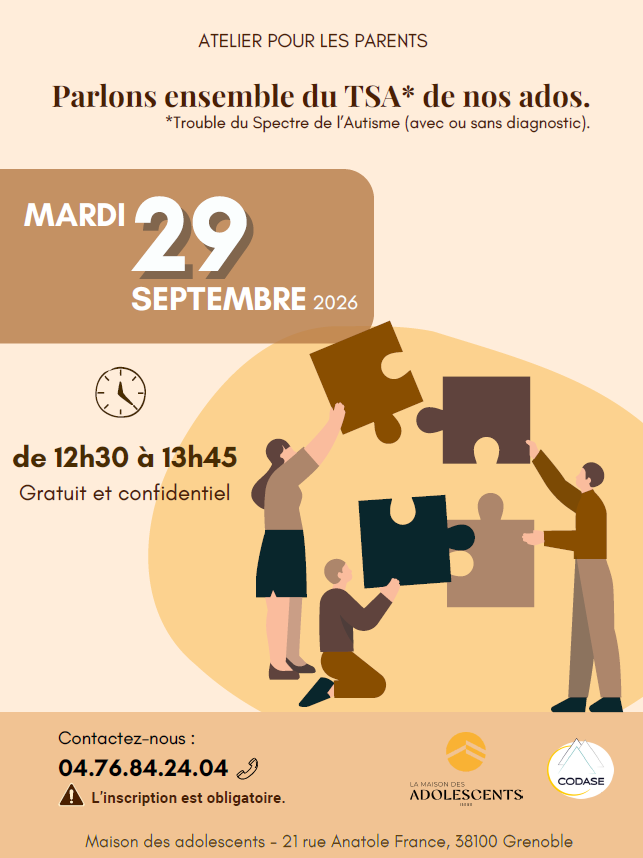 ATELIER PARENTS – Parlons ensemble du TSA de nos ados